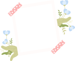 Snapshot frame with soft blue flowers png