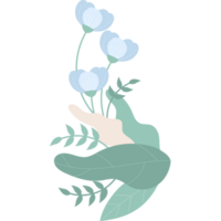 Blue flowers with leaves png