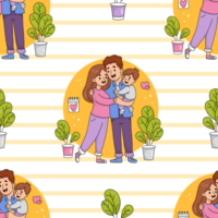 Seamless pattern with cute family png