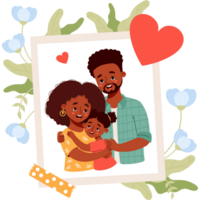 Photo card with portrait black family png