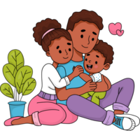 Cute ethnic sitting family png