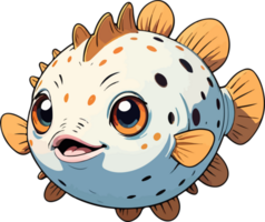 AI generated Puffer Fish Cartoon Clipart png