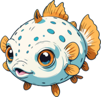 ai generato puffer pesce cartone animato design png