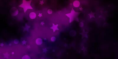 Dark Pink vector layout with circles, stars.