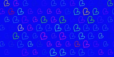 Light Multicolor vector background with hearts.