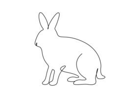 Continuous one line drawing of cute rabbit. Single one line art of beautiful bunny vector illustration