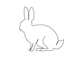 Continuous one line drawing of cute rabbit. Single one line art of beautiful bunny vector illustration