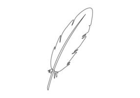 One line drawing bird feather vector