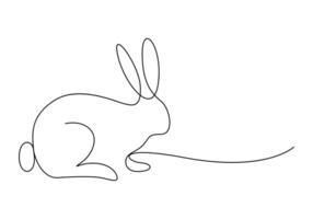 Continuous one line drawing of cute rabbit. Single one line art of beautiful bunny vector illustration