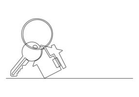 Continuous one line art key. Isolated on white background vector illustration