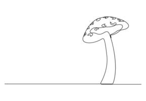 Mushroom in one continuous line drawing vector illustration. Pro vector