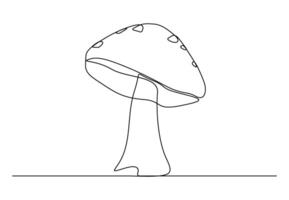 Mushroom in one continuous line drawing vector illustration. Pro vector