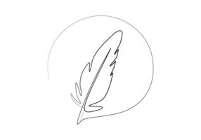 One line drawing bird feather vector