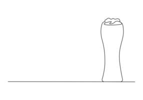 Beer glass continuous one line drawing vector illustration