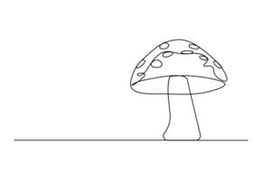 Mushroom in one continuous line drawing vector illustration. Pro vector