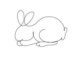 Continuous one line drawing of cute rabbit. Single one line art of beautiful bunny vector illustration