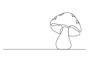 Mushroom in one continuous line drawing vector illustration. Pro vector