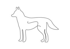 Continuous one line drawing of cute fox vector illustration