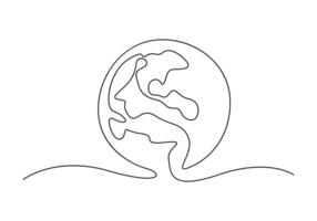 Earth globe continuous one line drawing vector illustration