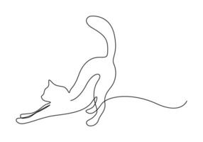 Continuous one line drawing of cute cat vector illustration