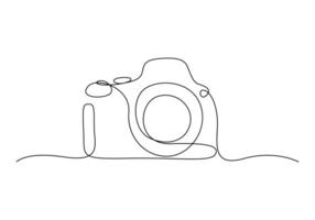 Continuous one line drawing of camera vector illustration