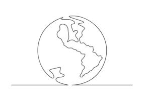 World map continuous one line drawing of earth globe vector illustration