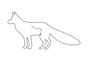 Continuous one line drawing of cute fox vector illustration