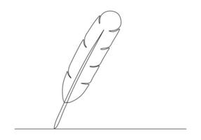 One line drawing bird feather. Premium vector