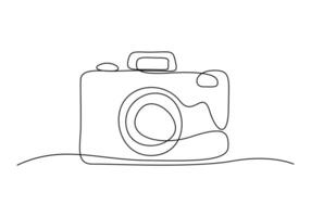 Continuous one line drawing of camera vector illustration