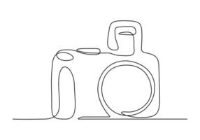 Continuous one line drawing of camera vector illustration