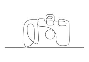 Continuous one line drawing of camera vector illustration