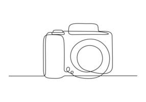 Continuous one line drawing of camera vector illustration