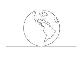 World map continuous one line drawing of earth globe vector illustration