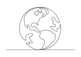 Earth globe continuous one line drawing vector illustration