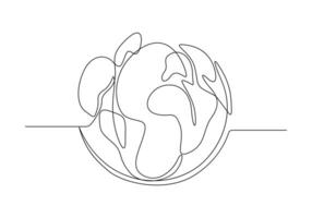 Continuous one line drawing of a world map vector illustration