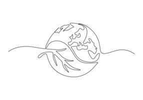 Continuous one line drawing of a world map vector illustration