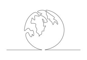 World map continuous one line drawing of earth globe vector illustration