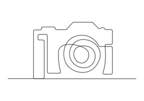 Continuous one line drawing of camera vector illustration