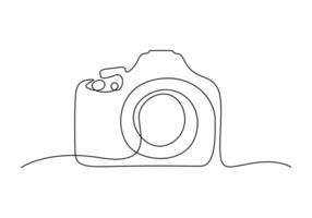 Continuous one line drawing of camera vector illustration