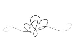 Hearts continuous one line drawing of friendship and love concept vector illustration