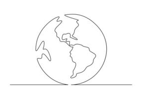 World map continuous one line drawing of earth globe vector illustration