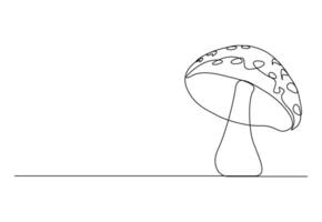 Mushroom in one continuous line drawing vector illustration. Pro vector