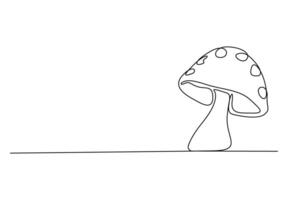 Mushroom in one continuous line drawing vector illustration. Pro vector