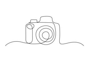 Continuous one line drawing of camera vector illustration