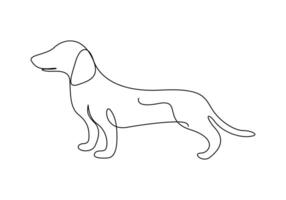 Continuous one line drawing of cute dachshund dog vector illustration