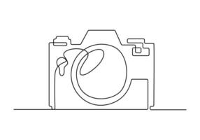 Continuous one line drawing of camera vector illustration