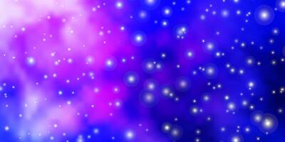 Dark Pink, Blue vector background with small and big stars.