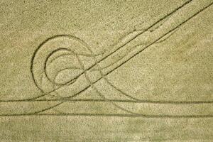 Abstract aerial view of traces on the field. photo