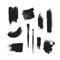 Black abstract paint Brush Stroke Set on white background Each with Unique Style vector