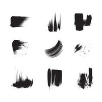 Black abstract paint Brush Stroke Set on white background Each with Unique Style vector